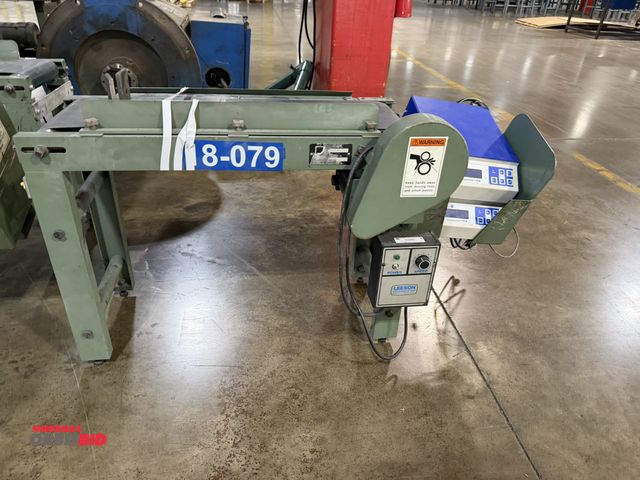 Lot 1-5604 - (1) 10" width x 36" length powered belt conveyor with a Leeson variable speed drive unit, and (2) Si...