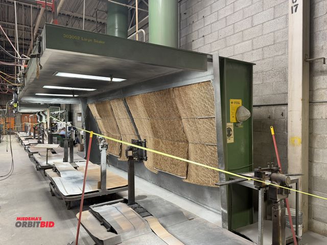 Lot 1-17259 - (1) Sealer booth, approx. 33' length x 8' height spray booth with filters, overhead lights, and diap...