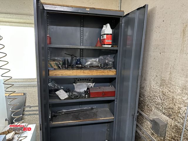 Lot 1-17697 - (1) 36" x 84.5" height x 13.5" depth 2-door steel cabinet with contents of various tooling, includes...