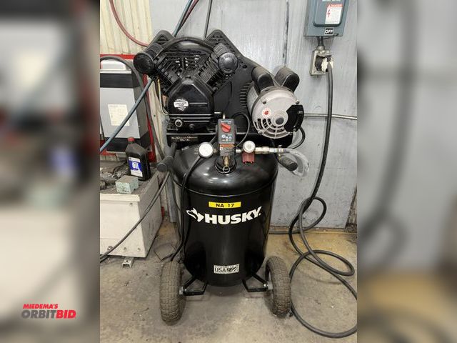 Lot 1-15410 - (1) Husky 30 gallon portable air compressor, 2 HP, 115V electric motor.