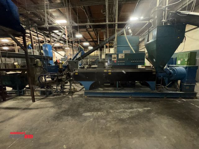 Lot 1-19662 - (1) Polystruder Extruder with Berringer water ring Pelletizer, 250 HP, 3 phase motor, with screen ch...