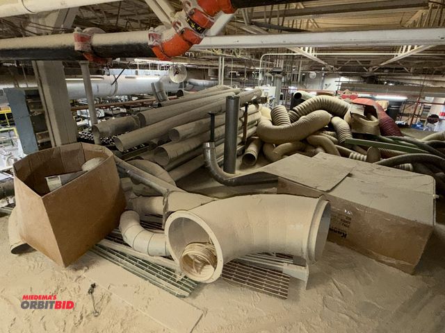 Lot 1-17052 - Large lot of assorted flex pipe duct work, various sizes and diameter, includes elbows, T's, 90's, a...