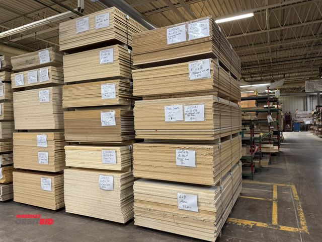 Lot 1-17437 - Lot of (16) bundles (3 stacks) of assorted particle board, MDF, and plywood, details shown on tags i...