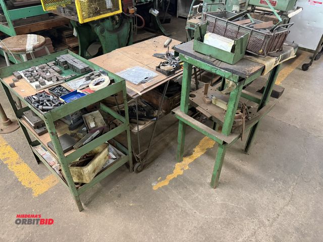 Lot 1-18602 - (1) 24" width x 37" height x 18" depth wood stand with assorted contents, including various set up e...