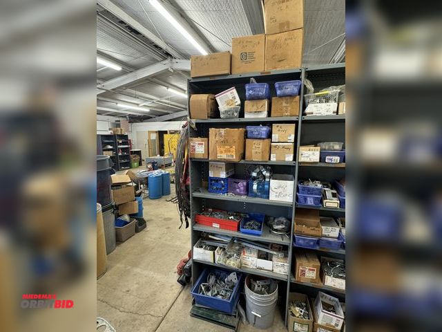 Lot 1-6377 - Contents of (6) shelves, includes assorted pipe clamps, brackets, column supports, 3" Ridgid and IMC...