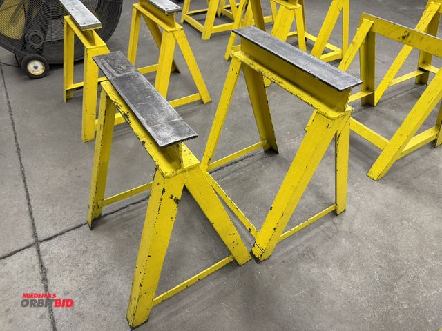 Lot 1-15177 - Lot of (2) heavy duty metal saw horses, 22 3/4" long x 4" wide x 30.5" tall.