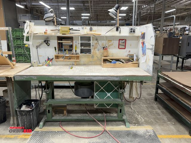 Lot 1-16117 - (1) 74" width x 34" height x 30.5" depth steel, adjustable height sanding table with a Dayton, model...