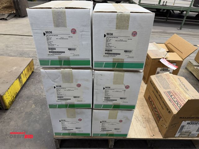 Lot 1-17311 - Lot of (6) new US unit heat heater motors, item #9036, 1/3 HP, 115V, single phase, 1075 RPM.