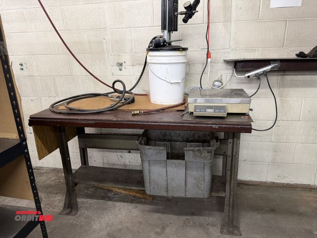 Lot 1-1854 - (1) 54" width x 33" height x 29" depth steel work bench with plywood top and contents, including (1)...