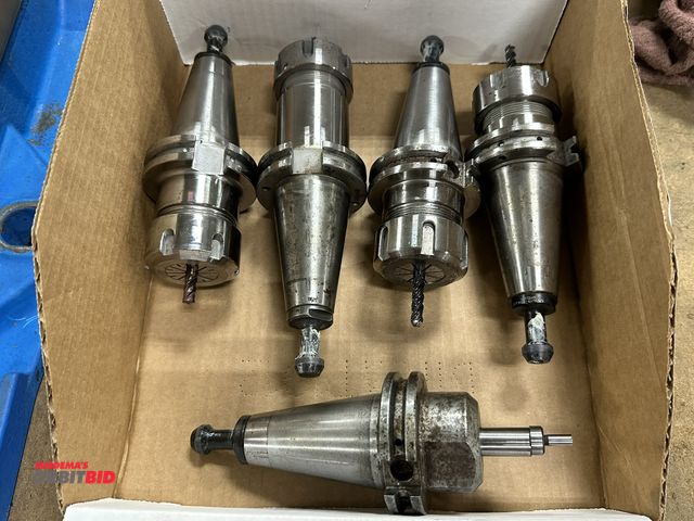 Lot 1-19512 - Lot of (5) Cat 40 tool holders with collets.