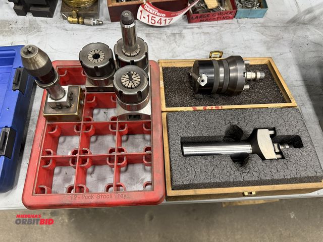 Lot 1-15419 - Lot of (1) Aurora chuck with (3) assorted collet tool holders.