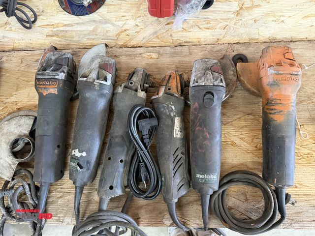 Lot 1-1315 - Lot of (6) assorted used Metabo grinders, most appear to be model WEP 14-150.