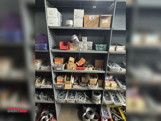 Lot 1-6382 - Contents of (5) shelves of assorted items, includes 3" mail iron box connectors, assorted box lock w...