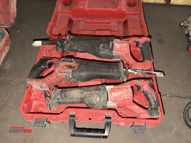 Lot 1-13178 - Lot of (3) Milwaukee battery operated sawzalls, condition unknown, does not include batteries.
