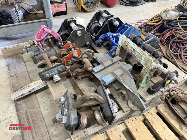 Lot 1-1400 - (1) skid of assorted Crane rail trolleys.