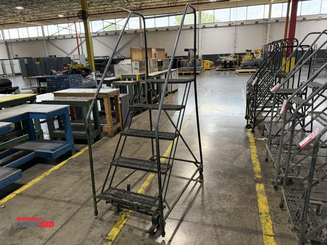 Lot 1-5194 - (1) Cotterman 450 lb. capacity, 5-step rolling warehouse safety ladder.