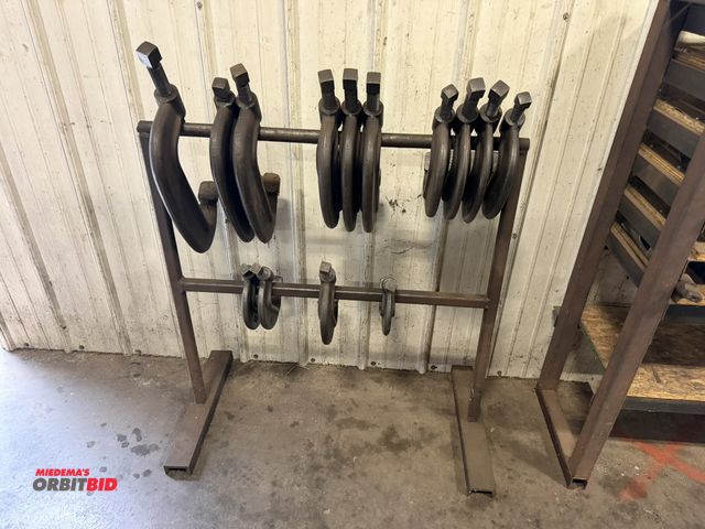 Lot 1-6497 - Lot of 14 heavy duty boiler clamps, includes (1) 12", (2) 10", (3) 8", (5) 6", (1) 5", and (2) 4", w...