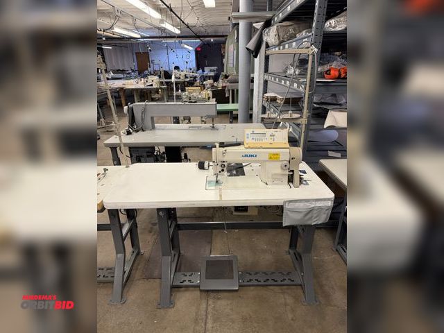 Lot 1-4726 - (1) Juki DLN-5410N-7, sewing machine with power table, 47" x 21" x 29.5" tall and spool rack, Juki C...