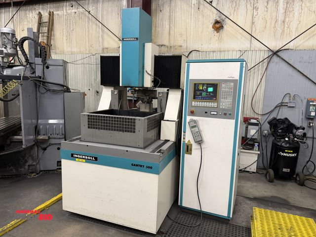 Lot 1-15265 - (1) 1998 Ingersoll-Rand, model Gantry 500, CNC sinker EDM machine, 25" x 28.5" T-slotted table, (2) ...