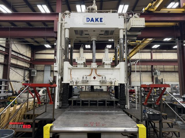 Lot 1-15283 - (1) 1970 Dake 18-440 hydraulic spotting press, 150-ton, 4-post, 58" x 82" slide out bolster, 60" x 8...