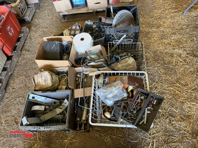 Lot 1-8539 - Large lot of assorted items, includes various lug nuts, hand tools, door knobs, saw blades, Polaris ...