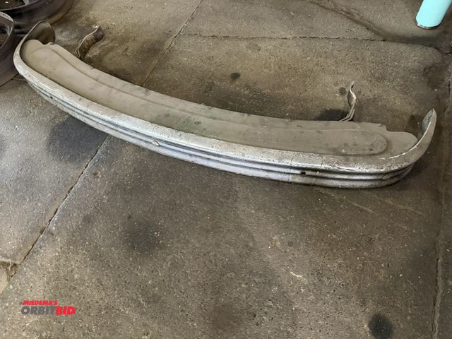 Lot 1-1300 - (1) vintage bumper, approx. 66" wide, with mounting holes on brackets at approx. 44" wide, vehicle u...