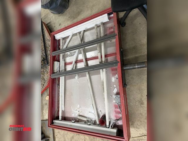 Lot 1-1482 - (1) 66" width x 50" height x 7" depth steel framed, lighted sign frame (post has been cut or broken ...