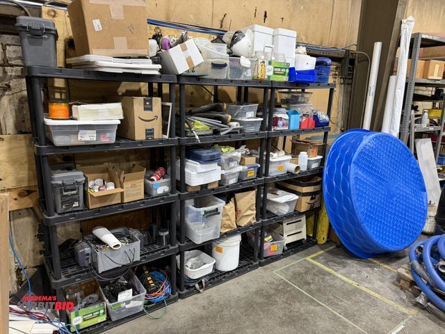 Lot 1-18671 - (3) plastic shelving units, each measures 36" wide x 18" deep x 72" tall, with contents of extension...