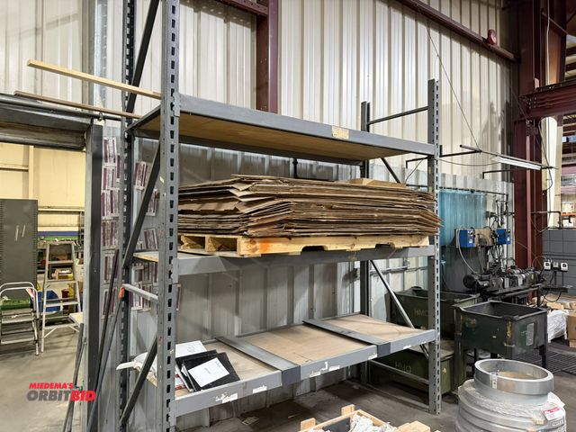 Lot 1-18662 - (1) heavy duty adjustable rack, includes (2) 36" deep x 10' tall uprights, (6) 96" cross beams, plyw...