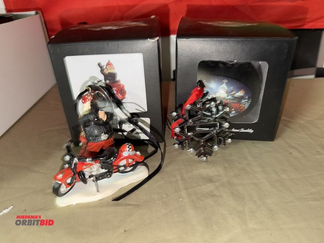 Lot 1-8268 - Lot of assorted collectable Harley Davidson Christmas ornaments, includes (1) Santa Claus with Motor...