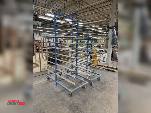 Lot 1-17314 - Lot of (2) paint rack carts, 60" x 27" x approx. 82" tall, spacing in between bars is 5".