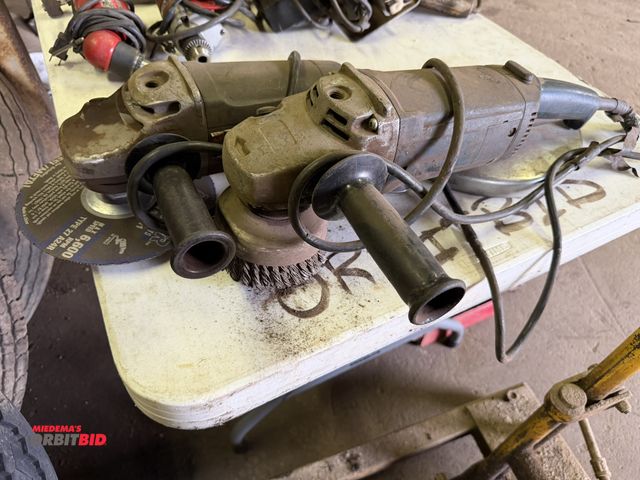Lot 1-18187 - Lot including (1) Bosch 120V angle grinder with wire wheel, and (1) Bosch, model unknown, 8", 120V s...