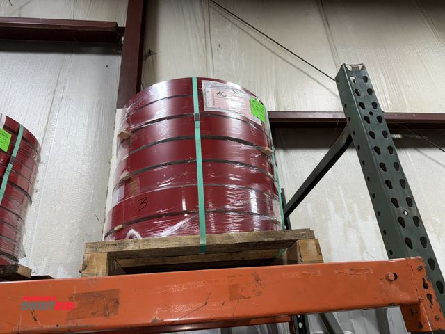 Lot 1-18780 - Lot of (7) 3" rolls of aluminum banding, .016" thickness, red on one side, black on the other.