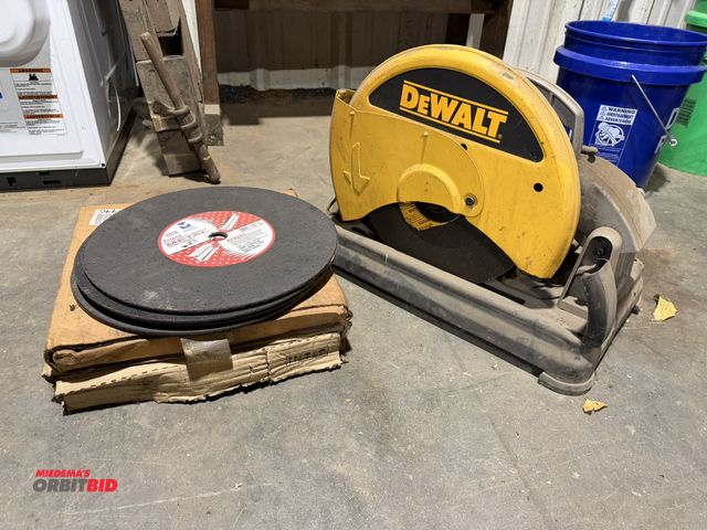 Lot 1-1530 - Lot including (1) DeWalt, model DW871, 14" electric chop saw with 1" arbor (3800 RPM max.), (1) new ...