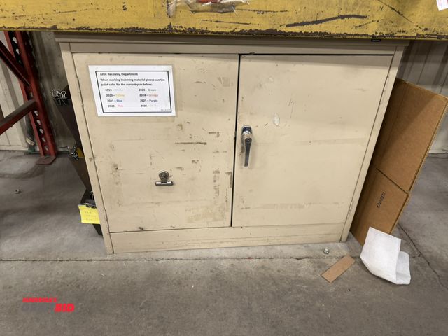 Lot 1-2053 - (1) 2-door steel cabinet (contents not included) unit is approx. 36” width x 30” height x 18” depth.