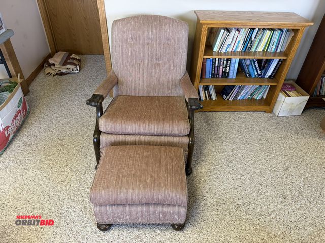 Lot 1-19201 - (1) padded seat and back chair with ottoman.
