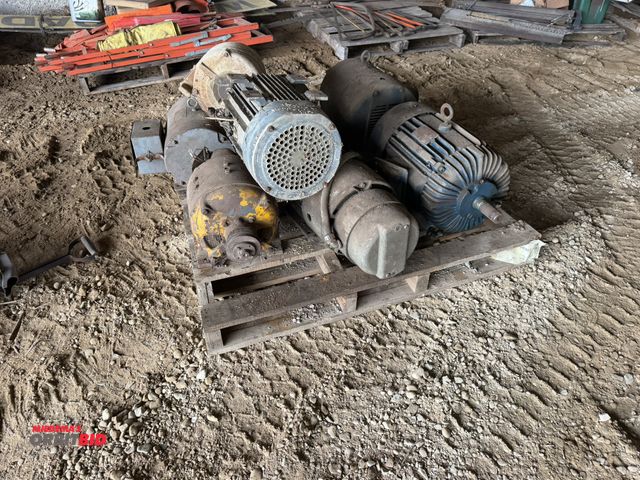 Lot 1-18282 - Lot of (8) assorted heavy duty motors, includes 25, 20, and 5 HP, and more, all motors are for parts...