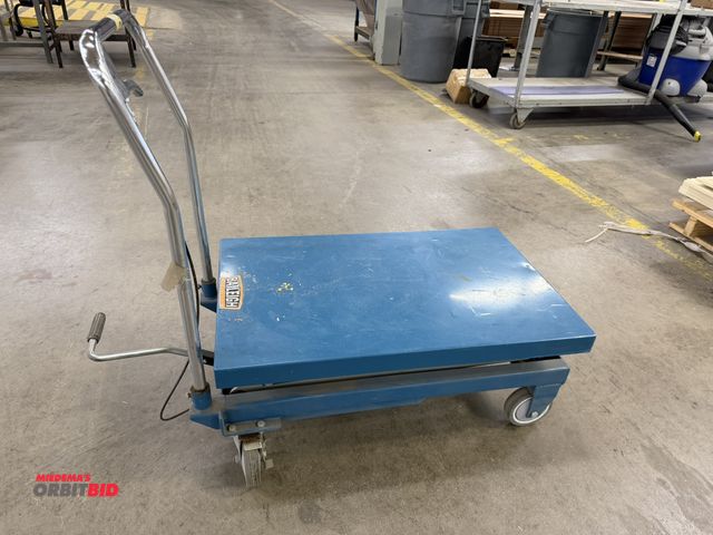Lot 1-17369 - (1) Baileigh Industrial 32" length x 20.5" width manual scissor type lift cart with locking wheels a...