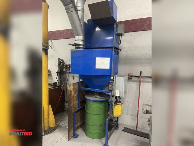 Lot 1-19277 - (1) dust collector, free standing, top side motor mount, 8" inlet/outlet discharge tube, gravity col...