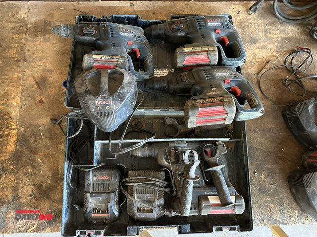 Lot 1-14179 - Lot of assorted Bosch tools, includes (4) various 36V, cordless hammer drills, (1) plastic case, (4)...