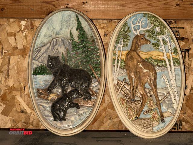 Lot 1-8332 - Lot of (2) approx. 9" wide x 16" tall porcelain decorative plaques.