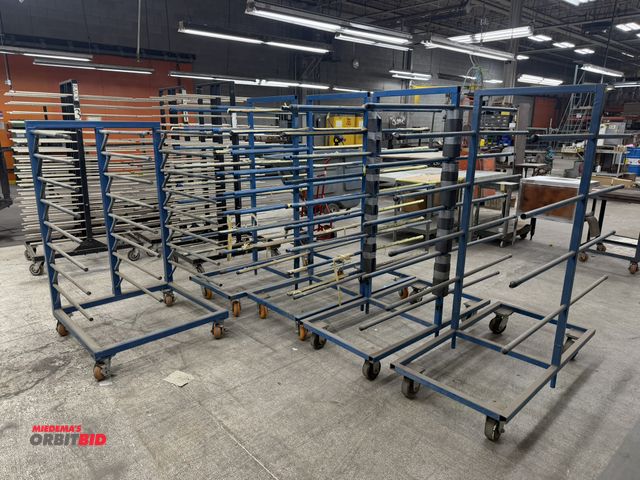 Lot 1-17452 - Lot of (4) drying racks on casters, 54.5" x 26.5" wide x approx. 68" tall, and (1) drying rack, 36" ...