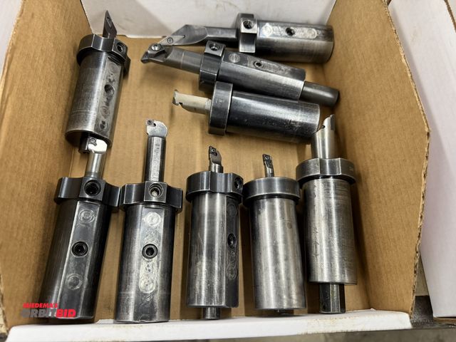 Lot 1-1713 - Lot of (9) Trudex tool holders with assorted indexable boring/grooving heads.
