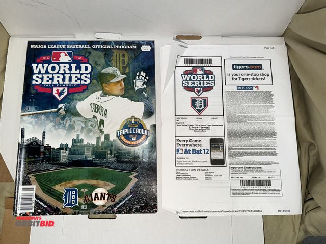 Lot 1-8322 - (1) Detroit Tigers 2012 World Series Fall Classic Official Program, and (3) printable 2012 World Ser...