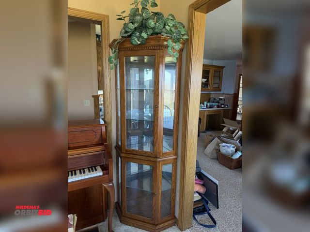 Lot 1-19190 - (1) corner curio cabinet, approx. 30" wide x 73" tall.