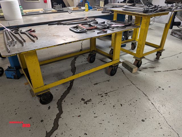 Lot 1-6622 - (2) Heavy duty steel shop carts, both on wheels, one is taller than the other