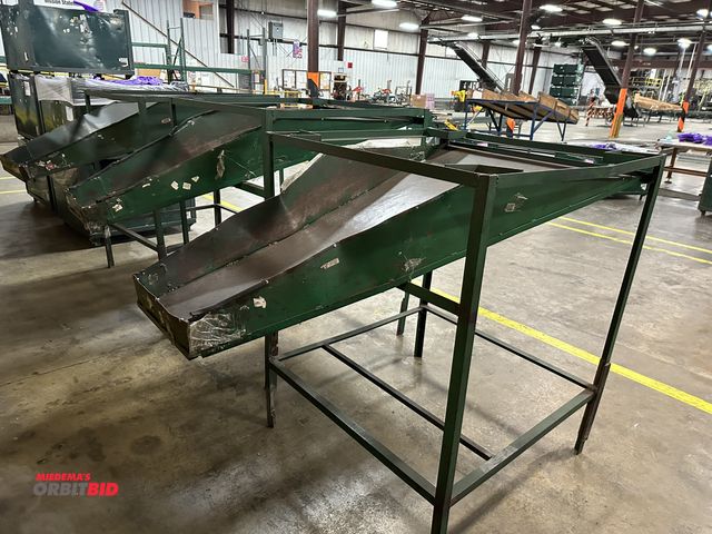 Lot 1-14387 - (3) 44-1/2" width x 59" height x 45" depth steel collection tables with adjustable stationary chute