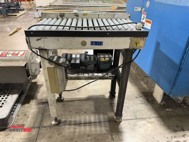 Lot 1-5612 - (1) 15" width x 30" length powered roller conveyor unit with 3 phase electric motor, and Focus 1 var...