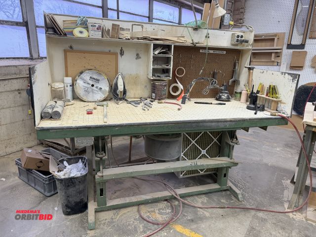 Lot 1-16113 - (1) 75" width x 36" height x 30" depth steel sanding table with adjustable height working surface, D...