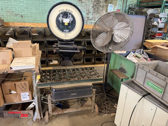 Lot 1-18838 - (1) Toledo 500 lb. capacity scale, with steel cart with steel wheels, (1) free-standing floor fan, 2...